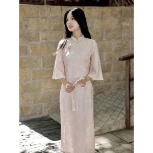 Sườn xám dài tay siêu xinh dáng đẹp